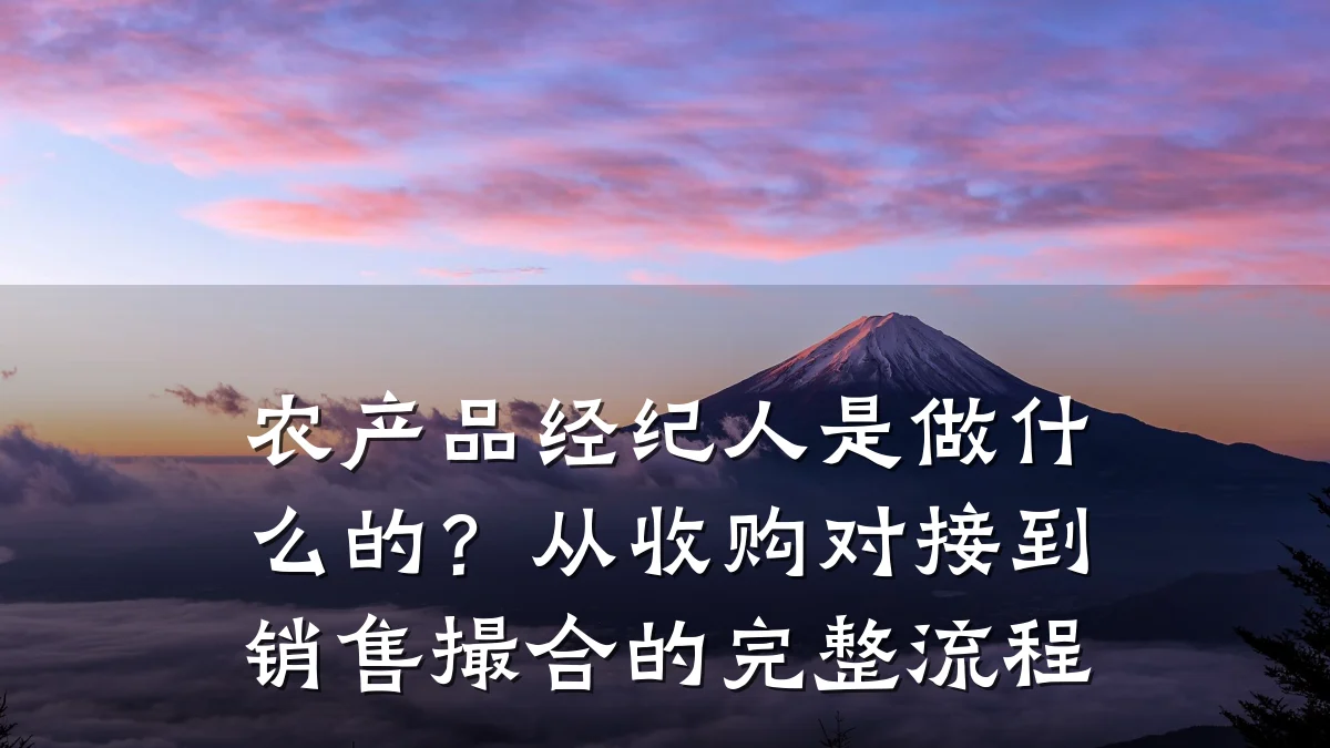 农产品经纪人是做什么的？从收购对接到销售撮合的完整流程