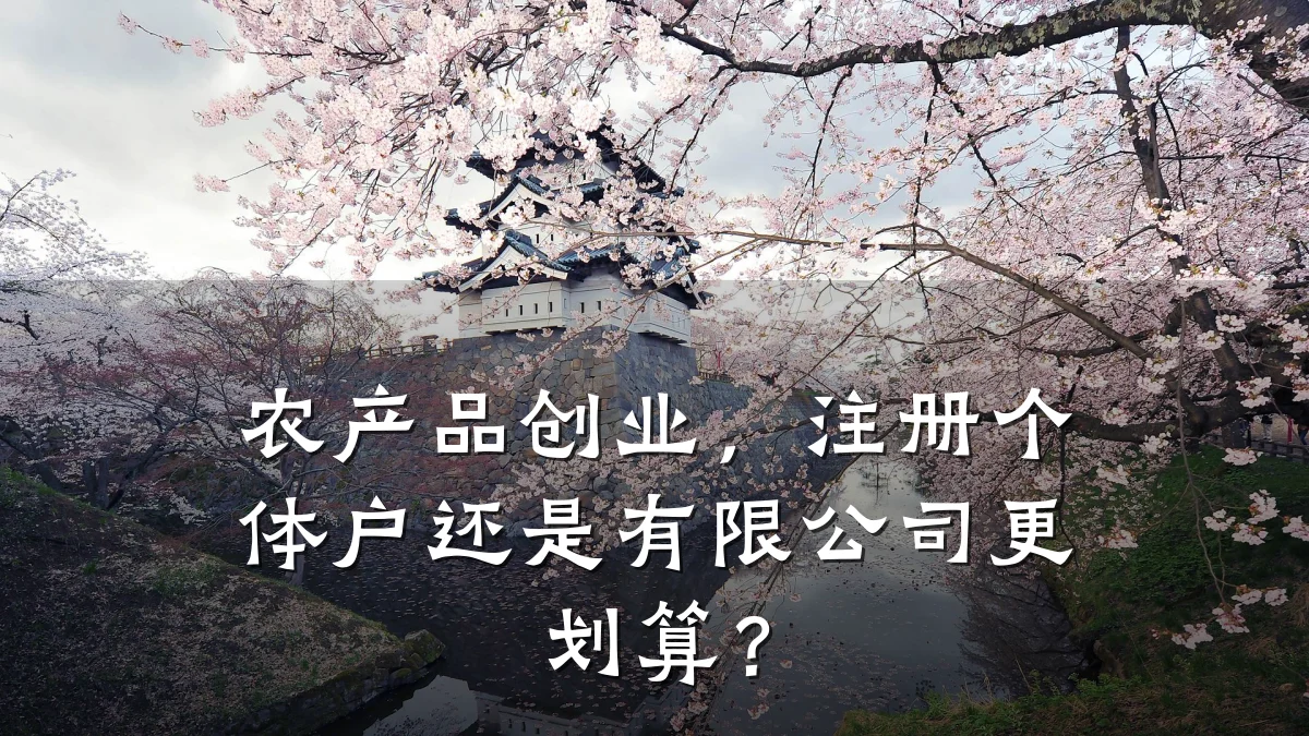 农产品创业,注册个体户还是有限公司更划算?